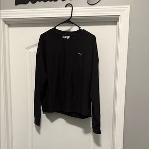Puma Black Long-Sleeve Crewneck with Silver Logo